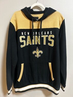 New Orleans Saints Hoodie NFL Black Gold Pullover Sweatshirt Fleur De Lis XL